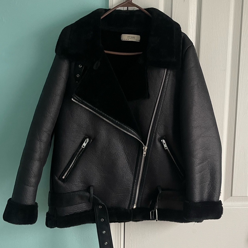 Black Fur Biker Jacket